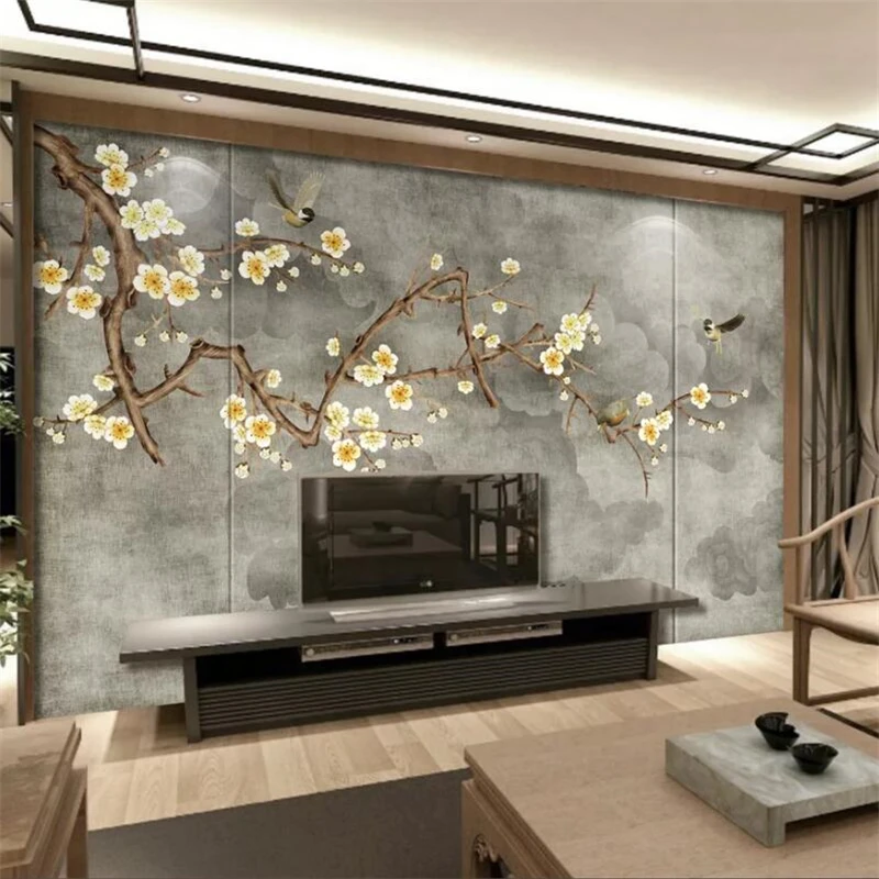 Custom wallpaper 3d mural papier peint modern Chinese plum TV background wall living room bedroom restaurant mural 3d wallpaper
Custom wallpaper 3d mural papier peint modern Chinese plum TV background wall living room bedroom restaurant mural 3d wallpaper