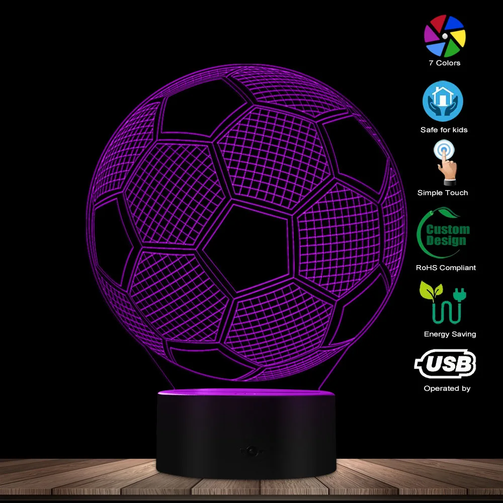 3D Football LED Table Lamp Mood Light 16 Colors Changing Sport LED Night Light Soccer 3D Optical Illusion Lamp Football Fan Gift
3D Football LED Table Lamp Mood Light 16 Colors Changing Sport LED Night Light Soccer 3D Optical Illusion Lamp Football Fan Gift