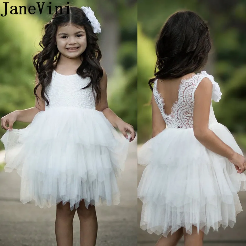 JaneVini Lace Tiered Knee-Length Flower Girls Dresses With Pearls Tulle White Communion Dress Girls Evening Prom Short Gowns
JaneVini Lace Tiered Knee-Length Flower Girls Dresses With Pearls Tulle White Communion Dress Girls Evening Prom Short Gowns