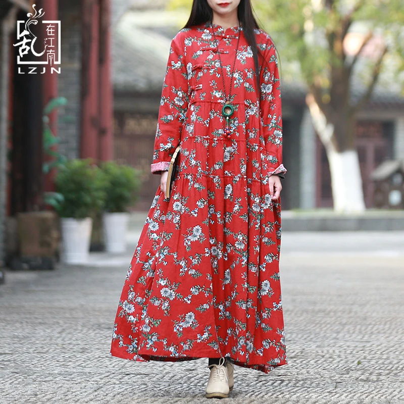 LZJN Spring Autumn Dress for Women Vestidos Full Sleeve Maxi Dress Cotton Linen Robe Casual Vintage Floral Dresses 32248
LZJN Spring Autumn Dress for Women Vestidos Full Sleeve Maxi Dress Cotton Linen Robe Casual Vintage Floral Dresses 32248