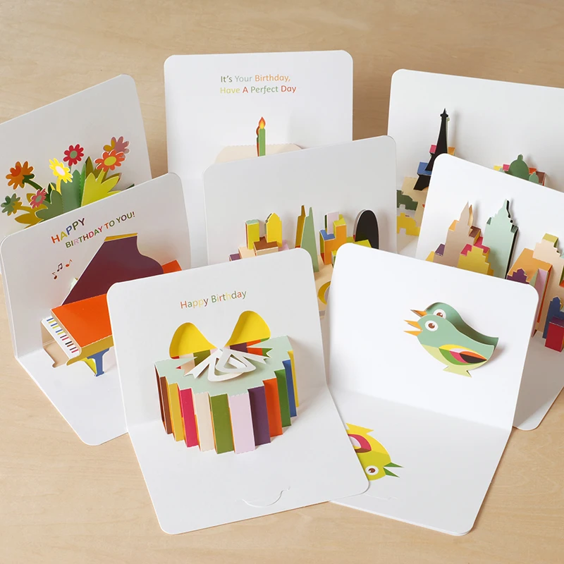 8 pcs/lot Creative Paper Carving Three-dimensional Cards Birthday Card Greeting Cards Folding Postcard children kids gift supply
8 pcs/lot Creative Paper Carving Three-dimensional Cards Birthday Card Greeting Cards Folding Postcard children kids gift supply