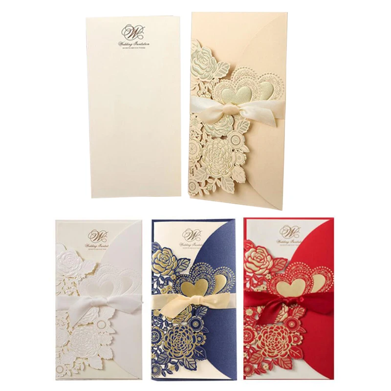1pcs Laser Cut Wedding Invitations Card Rose Love Heart Greeting Cards Customize Envelopes With Ribbon Wedding Party Supplies
1pcs Laser Cut Wedding Invitations Card Rose Love Heart Greeting Cards Customize Envelopes With Ribbon Wedding Party Supplies