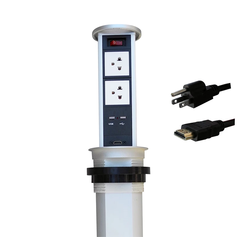 2019 Air Spring up Outlet with 1 Switch, 2 US Power, 2 USB Charger and 1 HDMI for Kitchen Worktops
2019 Air Spring up Outlet with 1 Switch, 2 US Power, 2 USB Charger and 1 HDMI for Kitchen Worktops
