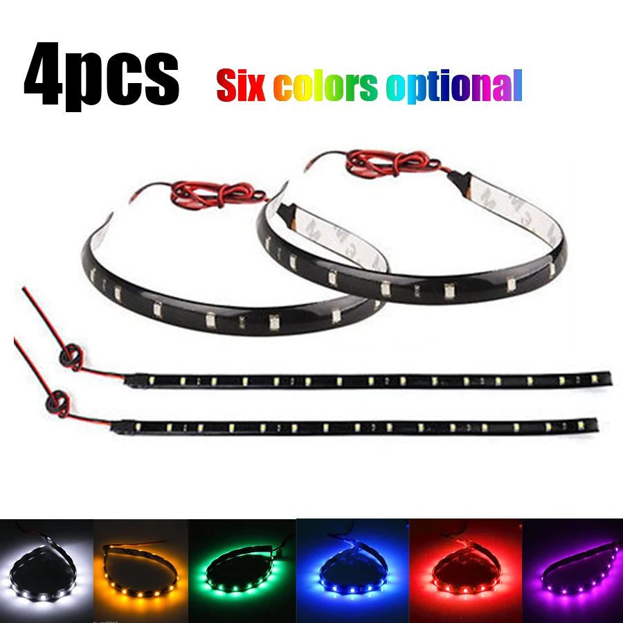 4pcs 30cm Car Flexible Strip Lights 15LED 12V Decorative lighting Waterproof For Auto Bike Motorcycle Truck Multi-color optional
4pcs 30cm Car Flexible Strip Lights 15LED 12V Decorative lighting Waterproof For Auto Bike Motorcycle Truck Multi-color optional