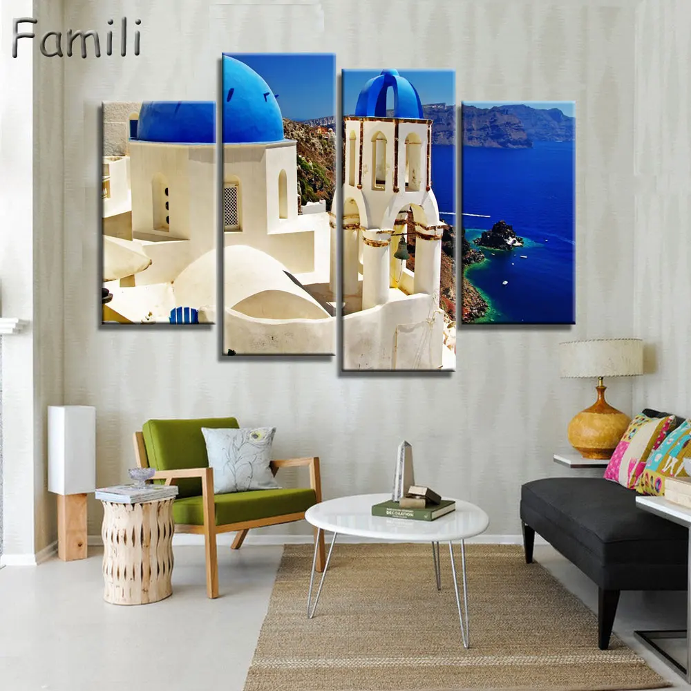 4 Panel Modern Painting Home Decorative Art Picture Greece Santorini Island Scenery Printed Painting Living Room Wall Hanging
4 Panel Modern Painting Home Decorative Art Picture Greece Santorini Island Scenery Printed Painting Living Room Wall Hanging