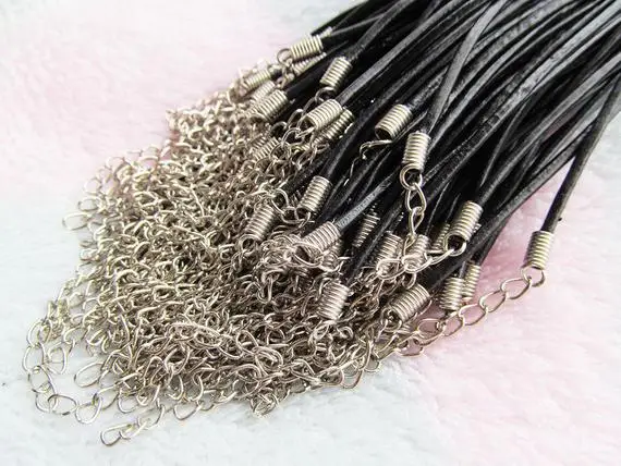 50pcs 2.50mm 16-18inches Adjustable Black Genuine Leather Necklace Cord Rope String,Extender Chain,12x7mm Lobster Clasp
50pcs 2.50mm 16-18inches Adjustable Black Genuine Leather Necklace Cord Rope String,Extender Chain,12x7mm Lobster Clasp