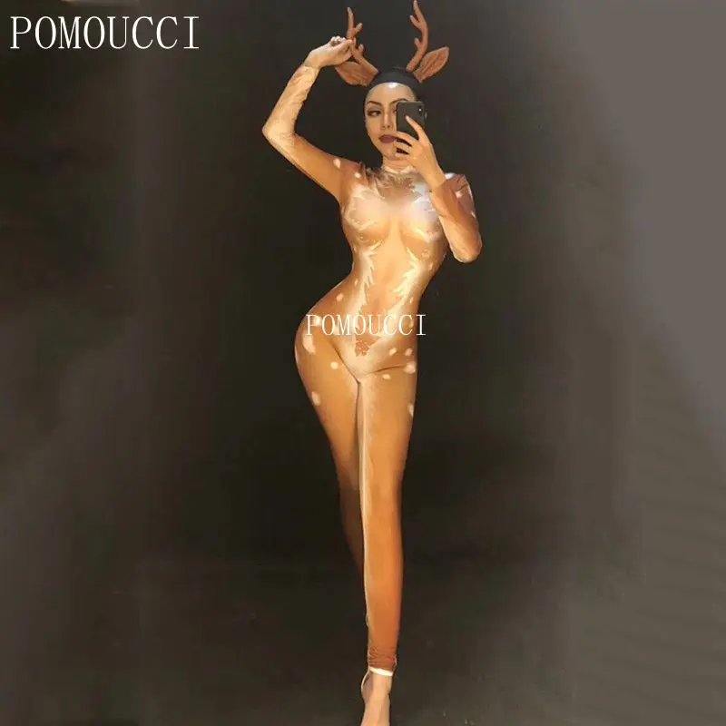 Christmas Style (Without Headwear) Women New Sexy 3D Printed Jumpsuit Nightclub Party Stage Wear Costumes Bodysuit Dance Costume
Christmas Style (Without Headwear) Women New Sexy 3D Printed Jumpsuit Nightclub Party Stage Wear Costumes Bodysuit Dance Costume