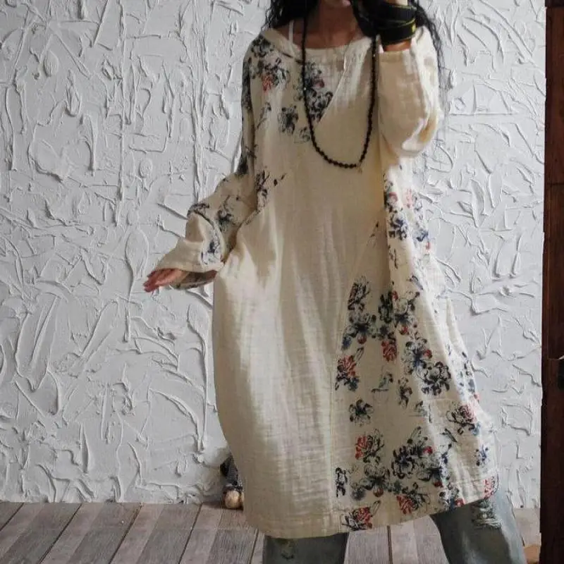 Spring Cotton Linen Dresses Loose Vestidos 2020 Original Design Floral Print Dress Vintage Long Sleeve Casual Dress
Spring Cotton Linen Dresses Loose Vestidos 2020 Original Design Floral Print Dress Vintage Long Sleeve Casual Dress
