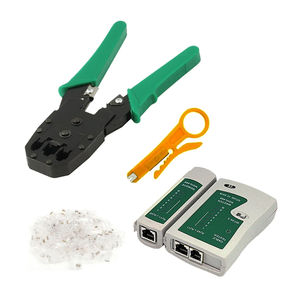 Elisona 4pcs Network Crimper Cable Tester Wire Stripper RJ45 rj 45 Modular Plug Network Lan Connector Crimping Tool Crimp Kit
Elisona 4pcs Network Crimper Cable Tester Wire Stripper RJ45 rj 45 Modular Plug Network Lan Connector Crimping Tool Crimp Kit