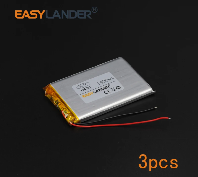 3pcs/Lot 3.7V 1400mAh Polymer Li-ion Battery For electronic part DIY Speaker Flash lighting Oticon Streamer safety GPS 454261
3pcs/Lot 3.7V 1400mAh Polymer Li-ion Battery For electronic part DIY Speaker Flash lighting Oticon Streamer safety GPS 454261