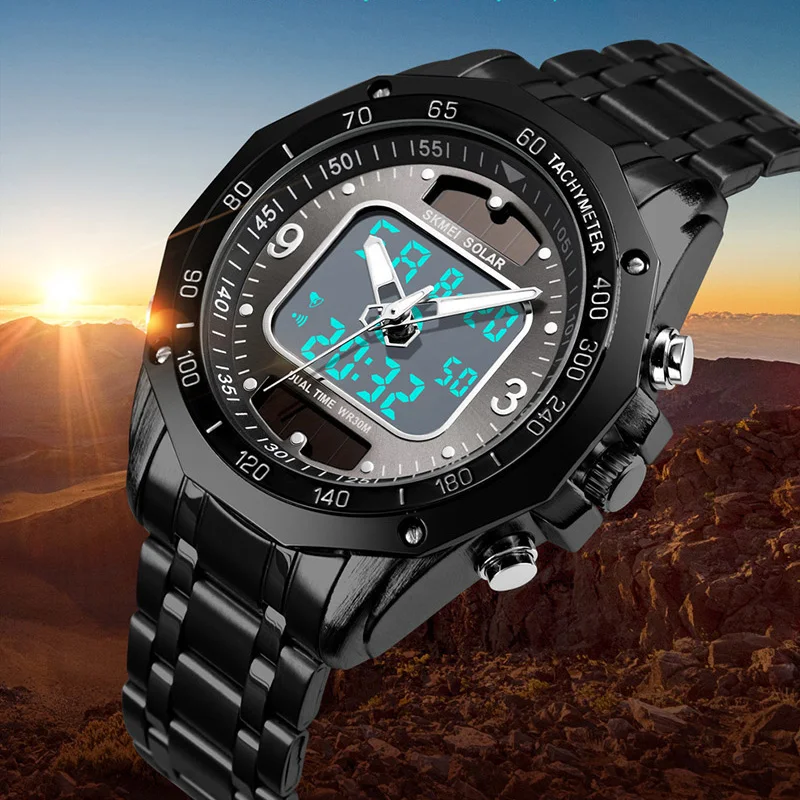 Men's Watches Solar Sports Digital Quartz Watch Men Clock Full Steel Waterproof LED Wrist Watch relogio masculino 2019 SKMEI
Men's Watches Solar Sports Digital Quartz Watch Men Clock Full Steel Waterproof LED Wrist Watch relogio masculino 2019 SKMEI
