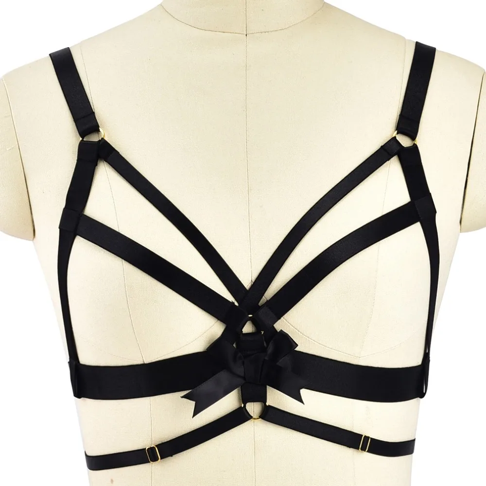 Sexy Black Bow Bondage Harness Gold Accessories Adjustable Crop Top Cage Goth Pole Dance Stockings Body Harness Belt for women
Sexy Black Bow Bondage Harness Gold Accessories Adjustable Crop Top Cage Goth Pole Dance Stockings Body Harness Belt for women