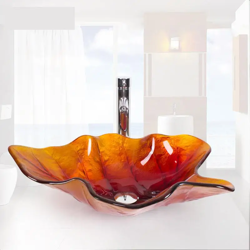 New Bathroom Tempered Glass Washbasin Creative Sunset Red Leaf Artistic glass sink bowls bathroom
New Bathroom Tempered Glass Washbasin Creative Sunset Red Leaf Artistic glass sink bowls bathroom
