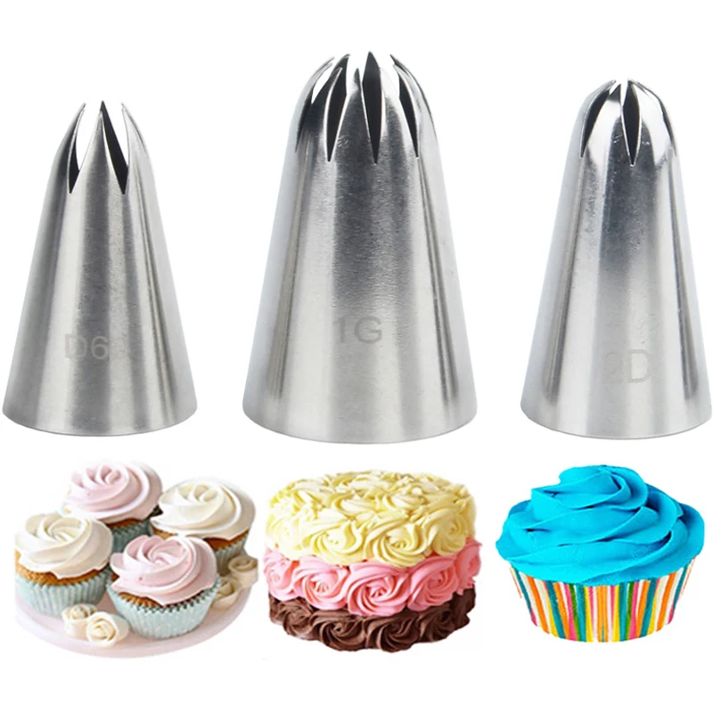 3pcs/set Cream Icing Piping Nozzles #D60/#1G/#2D Stainless Steel DIY Cake Fondant Decorating Tips Cupcake Pastry Baking Tools
3pcs/set Cream Icing Piping Nozzles #D60/#1G/#2D Stainless Steel DIY Cake Fondant Decorating Tips Cupcake Pastry Baking Tools