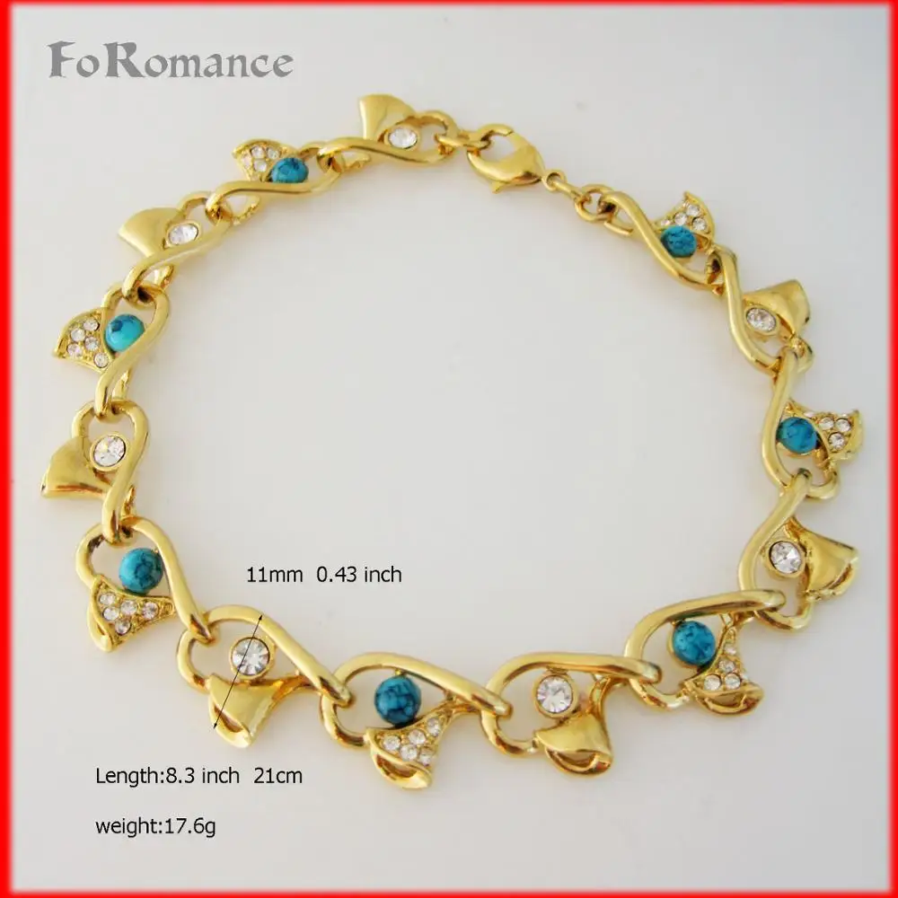 FOROMANCE/ 8.3" LADY - YELLOW GOLD PLATED FLOWER BLUE STONE BEADS AND CLEAR STONES LINK BRACELET WIDTH 11MM
FOROMANCE/ 8.3" LADY - YELLOW GOLD PLATED FLOWER BLUE STONE BEADS AND CLEAR STONES LINK BRACELET WIDTH 11MM