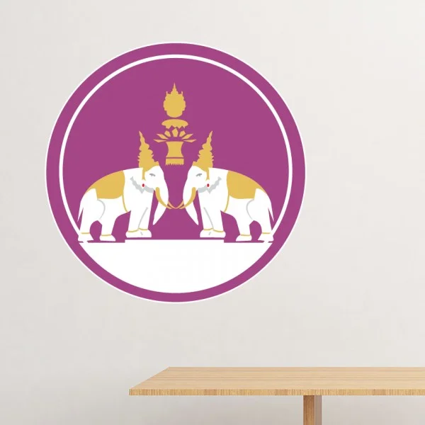 Kingdom of Thailand Thai Customs Made in Thailand Two Elephant Shield Wall Sticker Art Decal Mural DIY Wallpaper for Room Decal
Kingdom of Thailand Thai Customs Made in Thailand Two Elephant Shield Wall Sticker Art Decal Mural DIY Wallpaper for Room Decal
