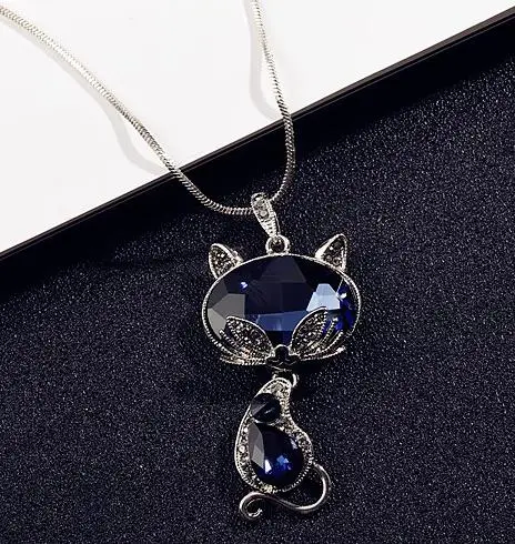 New Fashion Blue Crystal Fox Cat Long Necklaces & Pendants For Women Simple Elegant Trendy Jewelry Sweater Chain
New Fashion Blue Crystal Fox Cat Long Necklaces & Pendants For Women Simple Elegant Trendy Jewelry Sweater Chain