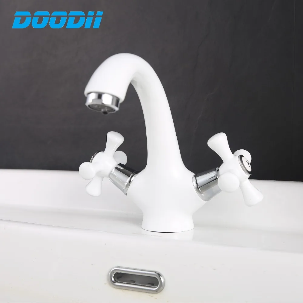 Classic White Ceramic Bathroom Basin Faucet Mixer Toilet Faucet Double Handle Bath Tap hot and cold Water Mixer Control DOODII
Classic White Ceramic Bathroom Basin Faucet Mixer Toilet Faucet Double Handle Bath Tap hot and cold Water Mixer Control DOODII