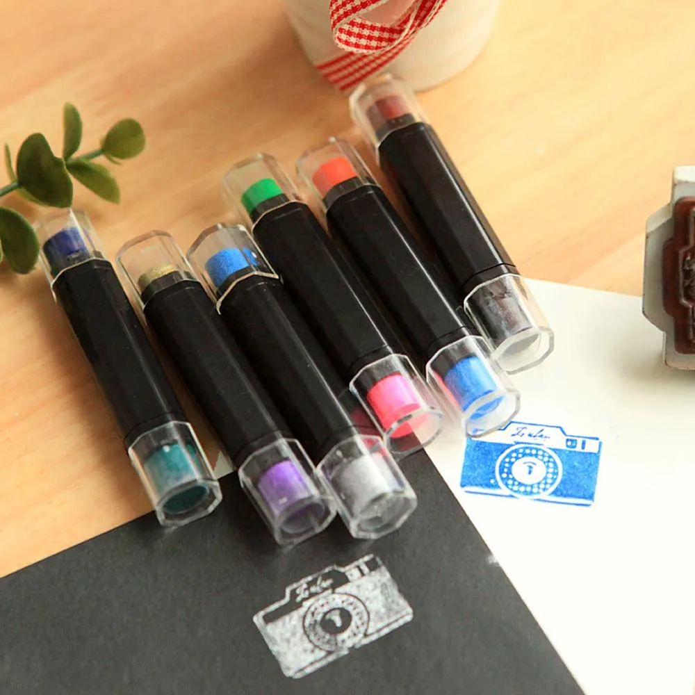 1pcs Lovely Creative double colors pen Ink stamp pad Inkpad set for DIY funny work office
1pcs Lovely Creative double colors pen Ink stamp pad Inkpad set for DIY funny work office