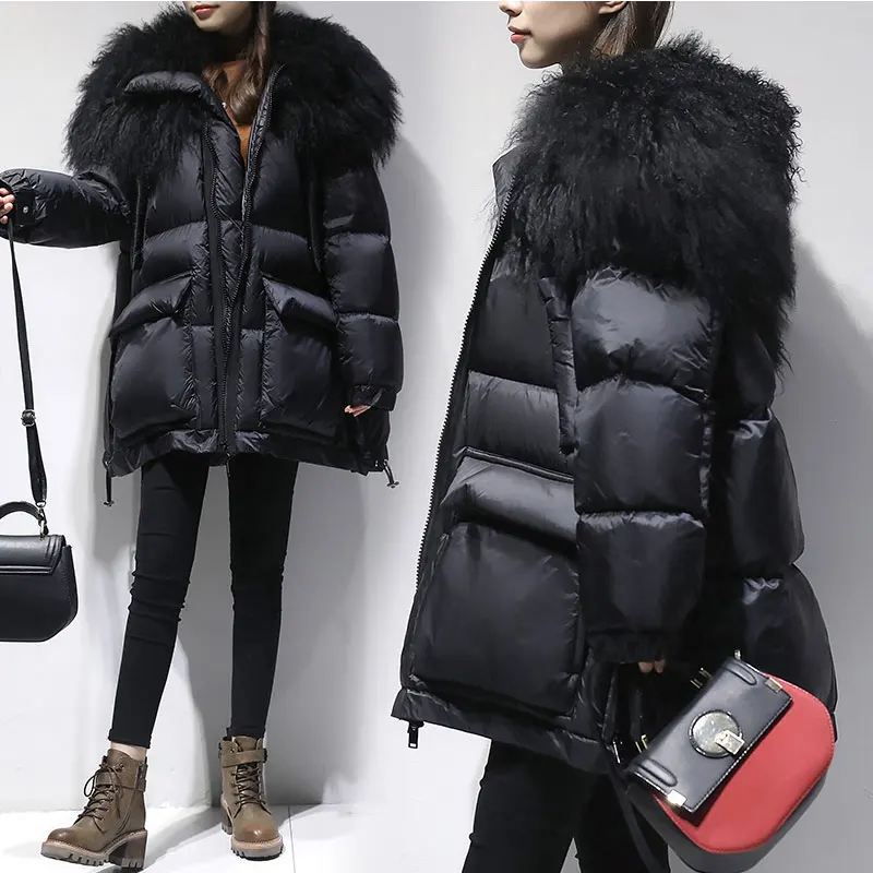 Natural Mongolia Sheep Fur Winter Down Coat Women Oversize White Duck Down Jacket Female Thicken Warm Long Streetwear Parkas 830
Natural Mongolia Sheep Fur Winter Down Coat Women Oversize White Duck Down Jacket Female Thicken Warm Long Streetwear Parkas 830