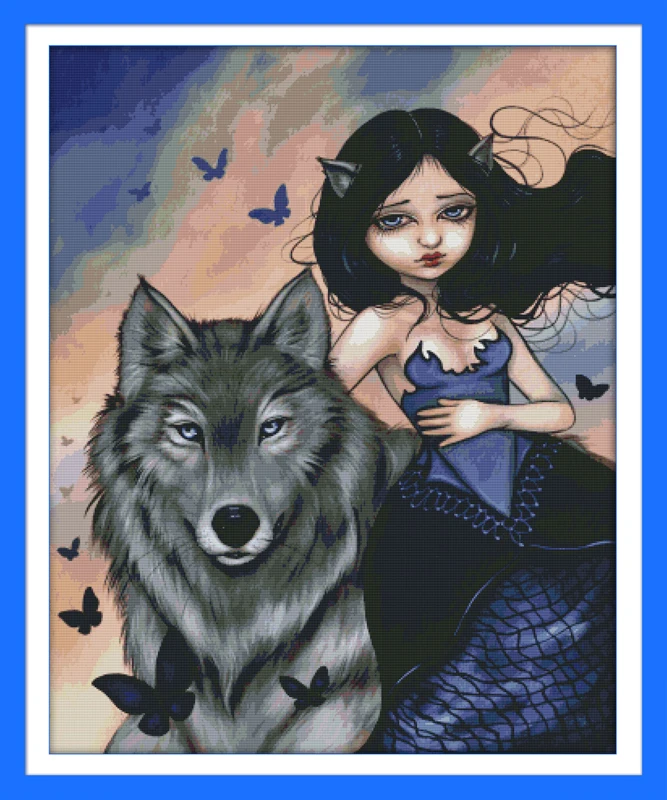 Joy Sunday Wolf and Girl Beautiful Cross Stitch Pattern Free Counted or Printed Cross Stitch Chinese Embroidery Kit Cross-stitch
Joy Sunday Wolf and Girl Beautiful Cross Stitch Pattern Free Counted or Printed Cross Stitch Chinese Embroidery Kit Cross-stitch
