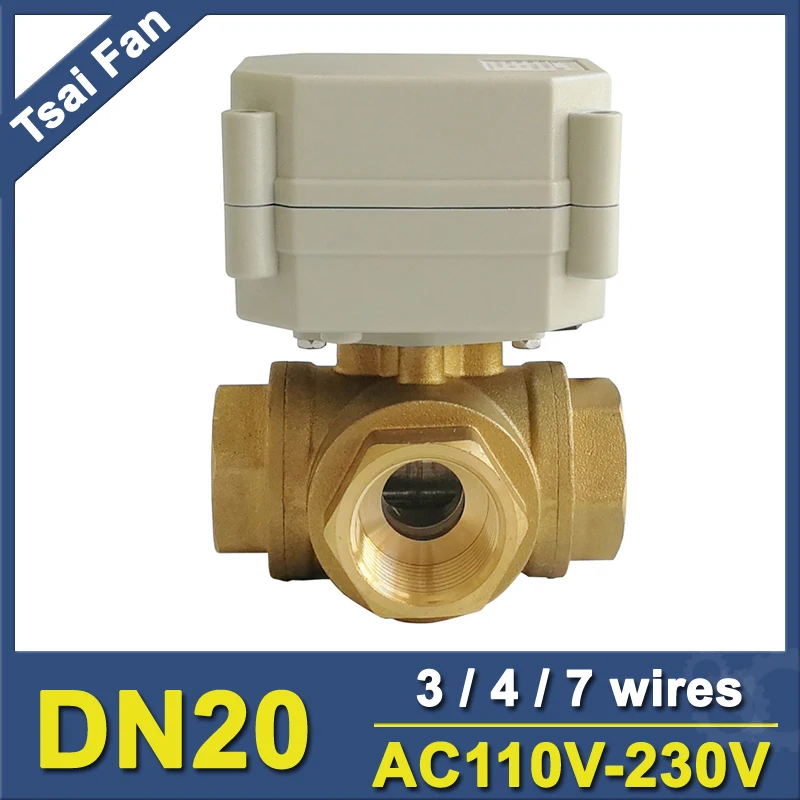 Tsai Fan Electric Water Valve TF20-BH3-C Brass 3/4'' DN20 3 Way T/L Type Horizontal Valve AC110-230V 3/4/7 Wires Metal Gear CE
Tsai Fan Electric Water Valve TF20-BH3-C Brass 3/4'' DN20 3 Way T/L Type Horizontal Valve AC110-230V 3/4/7 Wires Metal Gear CE