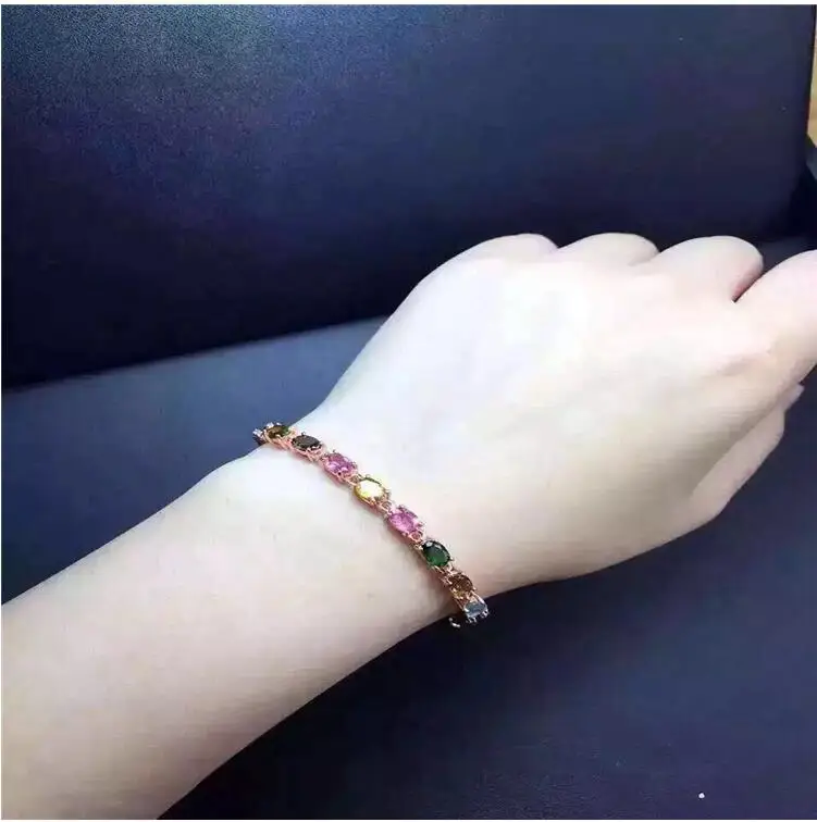 Natural And Real Tourmaline bracelet Chain bracelets 925 sterling silver 4*6mm 8pcs
Natural And Real Tourmaline bracelet Chain bracelets 925 sterling silver 4*6mm 8pcs