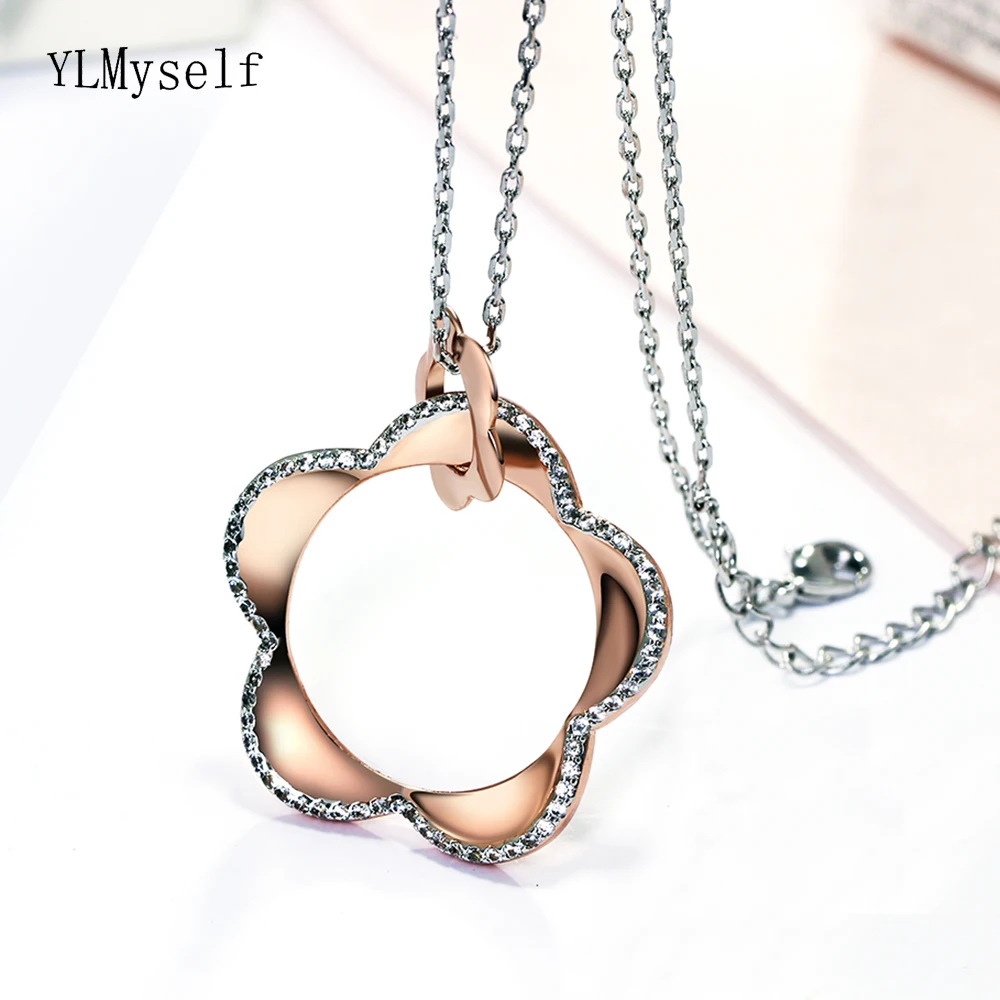 YLMyself Flower Crystal Pendant Necklace Rose Gold Color Fashion Jewelry Big Kolye Pingente for Women
YLMyself Flower Crystal Pendant Necklace Rose Gold Color Fashion Jewelry Big Kolye Pingente for Women