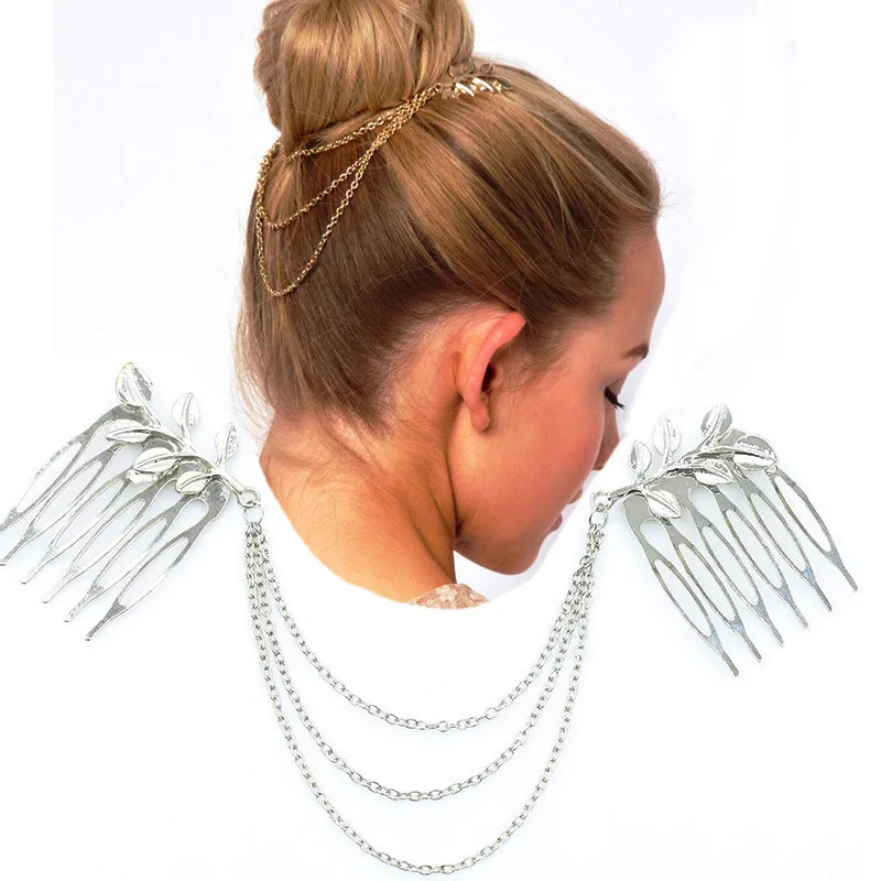 Triple Chains Linked Leaf Hollow Teeth Gold Color Silver Color Metallic Hair Comb Headbands Women Headwear Hair Accessories
Triple Chains Linked Leaf Hollow Teeth Gold Color Silver Color Metallic Hair Comb Headbands Women Headwear Hair Accessories