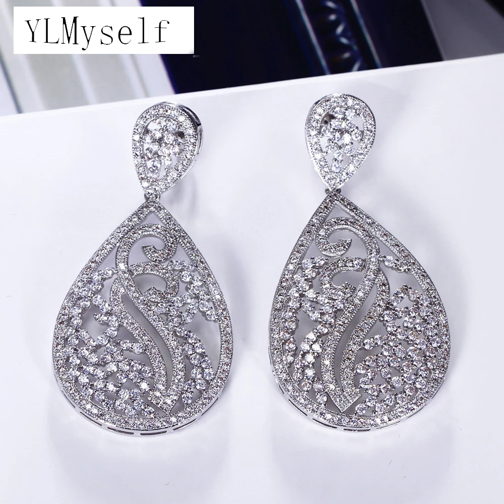 53mm Big Long Earrings Luxury Jewelry Gold and White Color Bijuteria Feminina Crystal Women CZ Earring for Wedding
53mm Big Long Earrings Luxury Jewelry Gold and White Color Bijuteria Feminina Crystal Women CZ Earring for Wedding