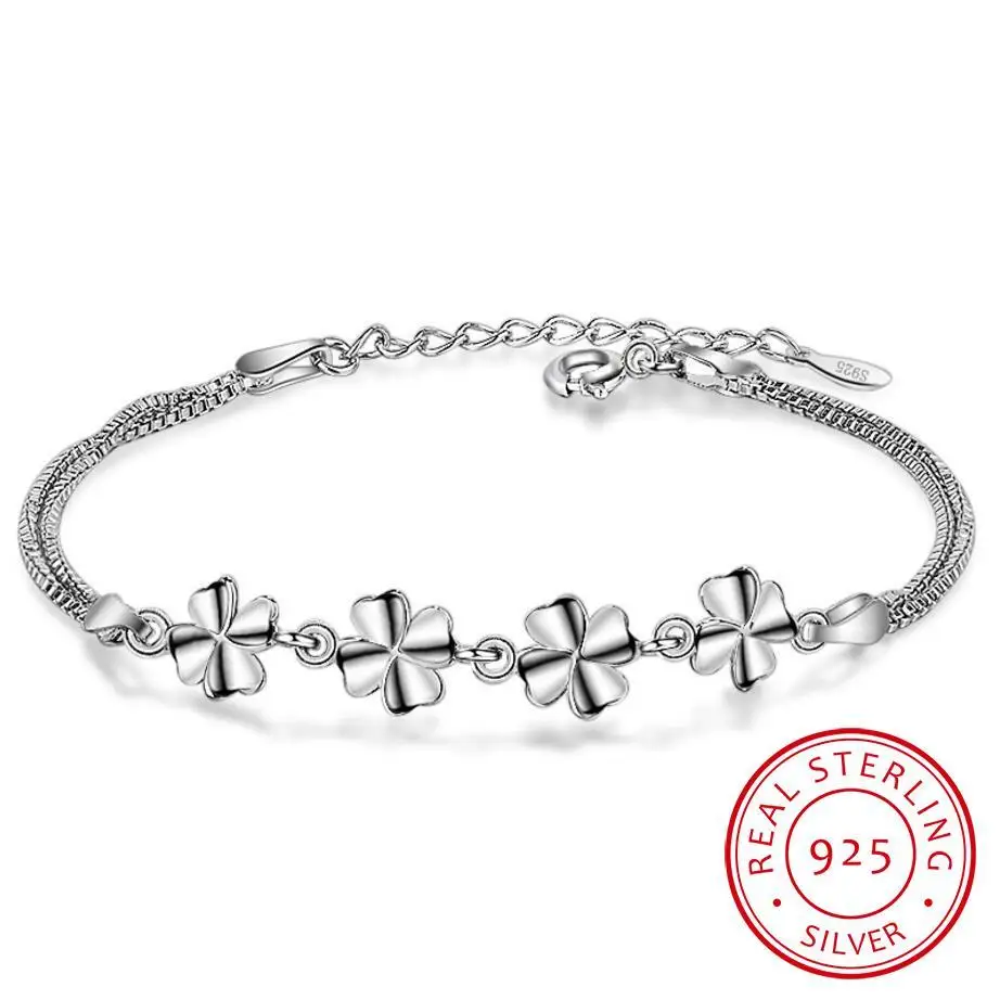 New Fashion 925 Sterling Silver Bracelet For Women Party Luxury Crystal Sweet Love Heart Four Leaves Clover Bangles Fine Jewelry
New Fashion 925 Sterling Silver Bracelet For Women Party Luxury Crystal Sweet Love Heart Four Leaves Clover Bangles Fine Jewelry