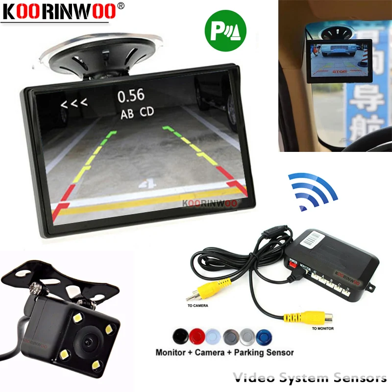 Koorinwoo 2.4G Car Parking Sensor 4 System with monitor Black/Grey Screen Rearview Camera motion sensor Parktronic Dash cam Park
Koorinwoo 2.4G Car Parking Sensor 4 System with monitor Black/Grey Screen Rearview Camera motion sensor Parktronic Dash cam Park