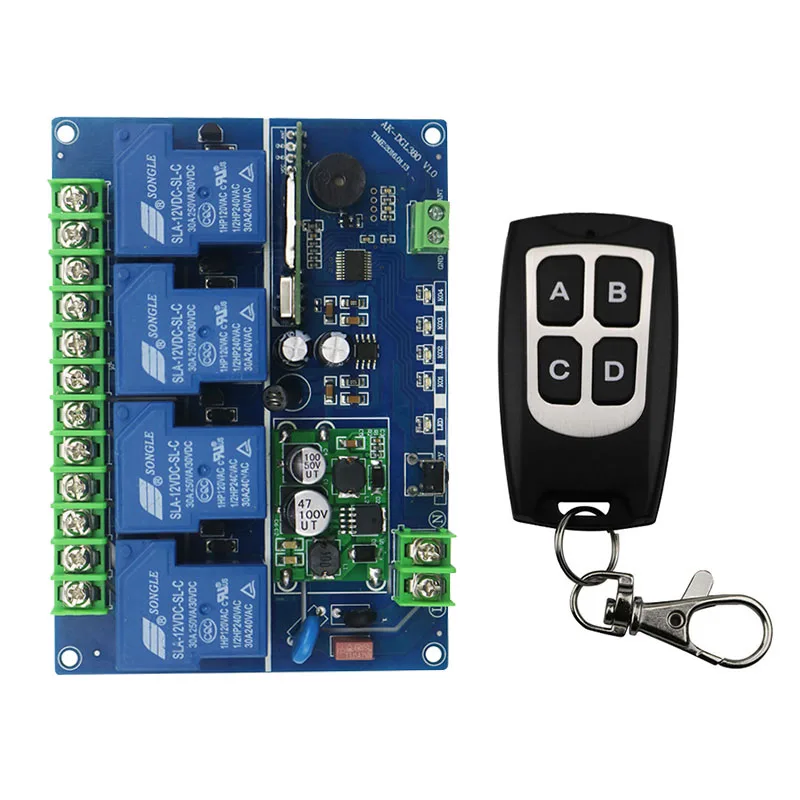 Wide voltage 12V 24V 36V 48V 4CH 30A RF Wireless Remote Control Relay Switch Security System Garage Doors Electric Doors(04G)
Wide voltage 12V 24V 36V 48V 4CH 30A RF Wireless Remote Control Relay Switch Security System Garage Doors Electric Doors(04G)
