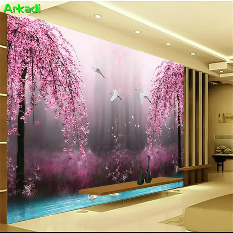 Natural red peach fantasy fairy crane mural sofa background wall landscape 3D wallpaper living room bedroom wall cloth
Natural red peach fantasy fairy crane mural sofa background wall landscape 3D wallpaper living room bedroom wall cloth