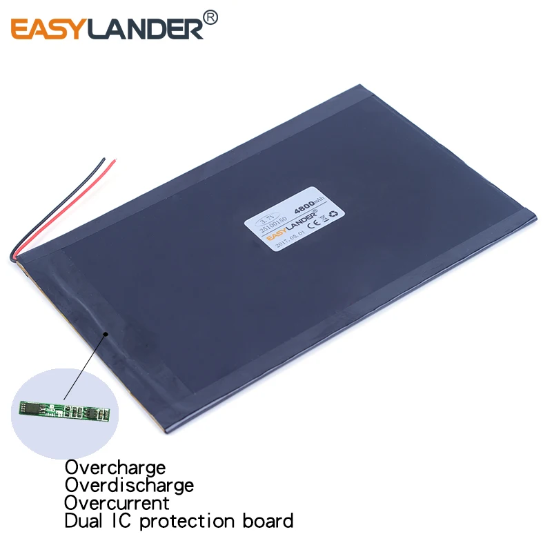 10pcs/Lot 25100150 3.7V 4800mAh Rechargeable li Polymer Battery For 9inch 10' Tablet PC 25100149 Power Bank Notebook computer
10pcs/Lot 25100150 3.7V 4800mAh Rechargeable li Polymer Battery For 9inch 10' Tablet PC 25100149 Power Bank Notebook computer