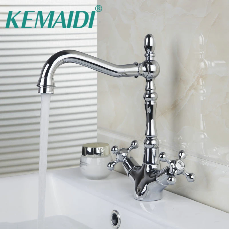 KEMAIDI Bathroom Faucet Polished Chrome 2 Handles Swivel Hot And Cold Mixer Tap Brass Basin Faucet Bathroom Sink Mixer
KEMAIDI Bathroom Faucet Polished Chrome 2 Handles Swivel Hot And Cold Mixer Tap Brass Basin Faucet Bathroom Sink Mixer