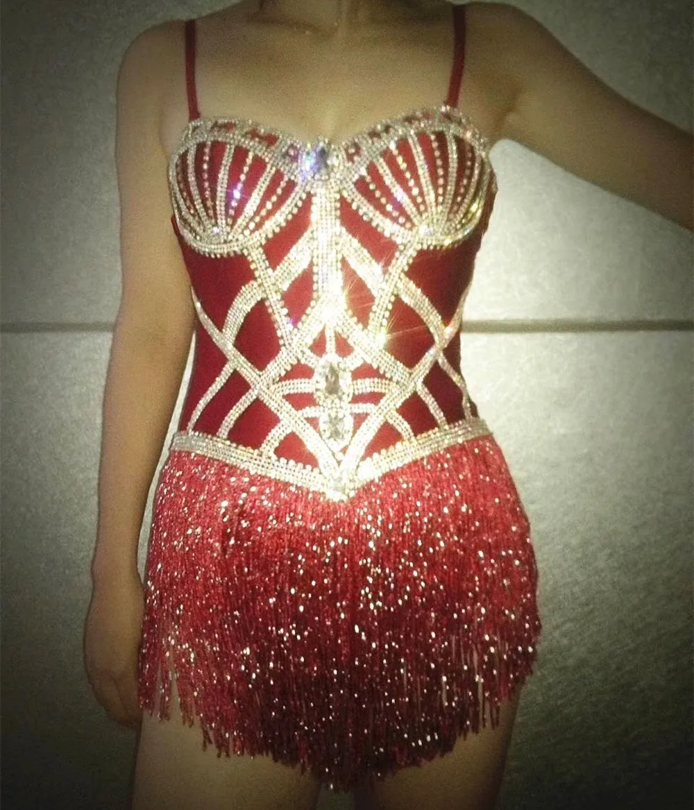 Fashion Sparkly Crystals Red Sexy Fringes Leotard Bling Stage Dance Performance Outfit Nightclub Party Wear Show Clothes
Fashion Sparkly Crystals Red Sexy Fringes Leotard Bling Stage Dance Performance Outfit Nightclub Party Wear Show Clothes