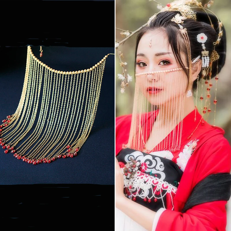hanfu accessories golden face veil princess party queen cosplay for photo studio ancient dynasty bride face ornament
hanfu accessories golden face veil princess party queen cosplay for photo studio ancient dynasty bride face ornament
