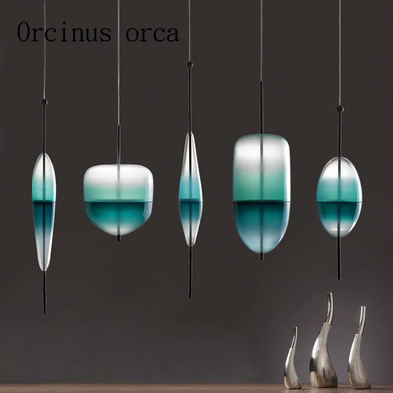 Nordic modern art pendant lamp Light green gradient glass chandelier restaurant bar lamp Postmodern creative personality
Nordic modern art pendant lamp Light green gradient glass chandelier restaurant bar lamp Postmodern creative personality