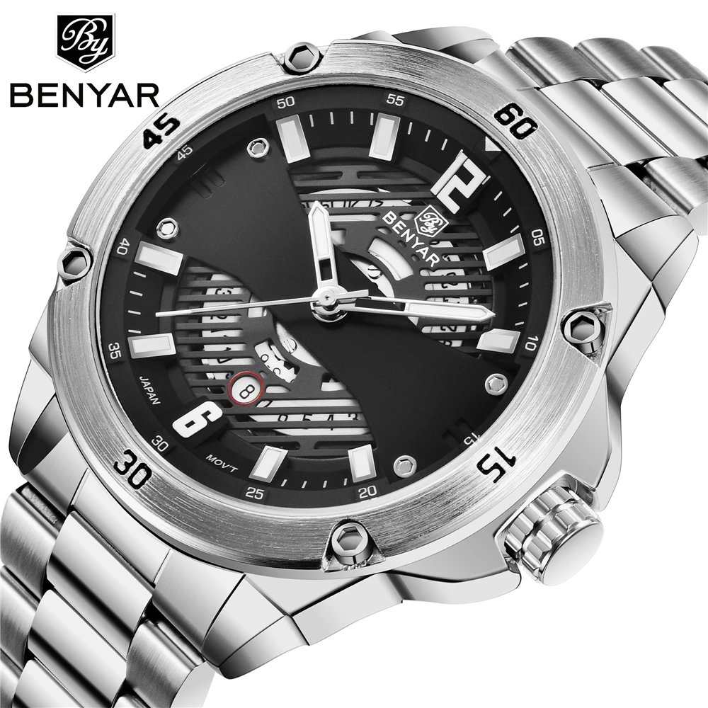 Watch Men BENYAR Top Brand Fashion Casual Quartz Waterproof Men Wristwatch Military Stainless Steel Band Clock Relogio Masculino
Watch Men BENYAR Top Brand Fashion Casual Quartz Waterproof Men Wristwatch Military Stainless Steel Band Clock Relogio Masculino