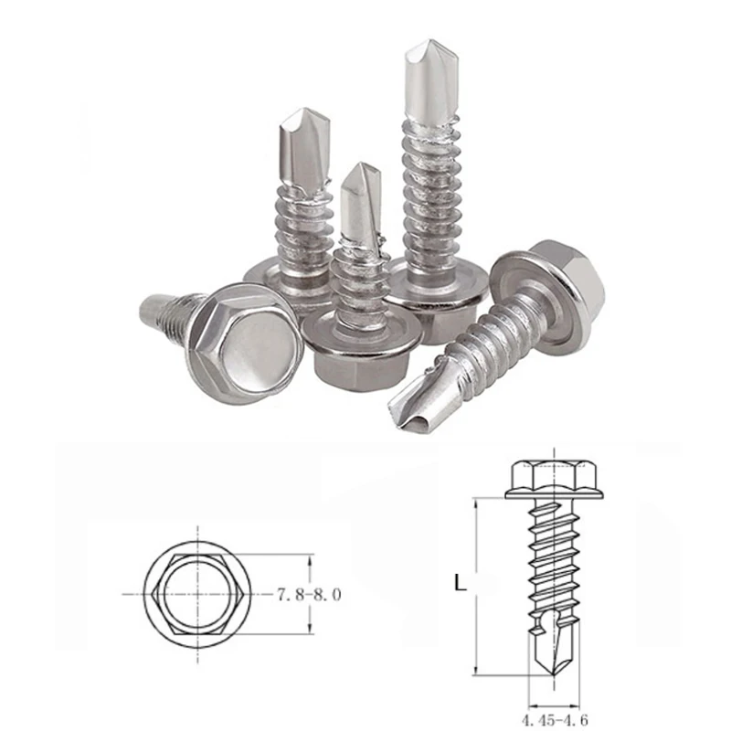 10PCS M4.2 M4.8 Metric Threaded External Hex Hexagon Head Cap Screw Bolt Thread Drilling swallowtail tile screws Stainless Steel
10PCS M4.2 M4.8 Metric Threaded External Hex Hexagon Head Cap Screw Bolt Thread Drilling swallowtail tile screws Stainless Steel