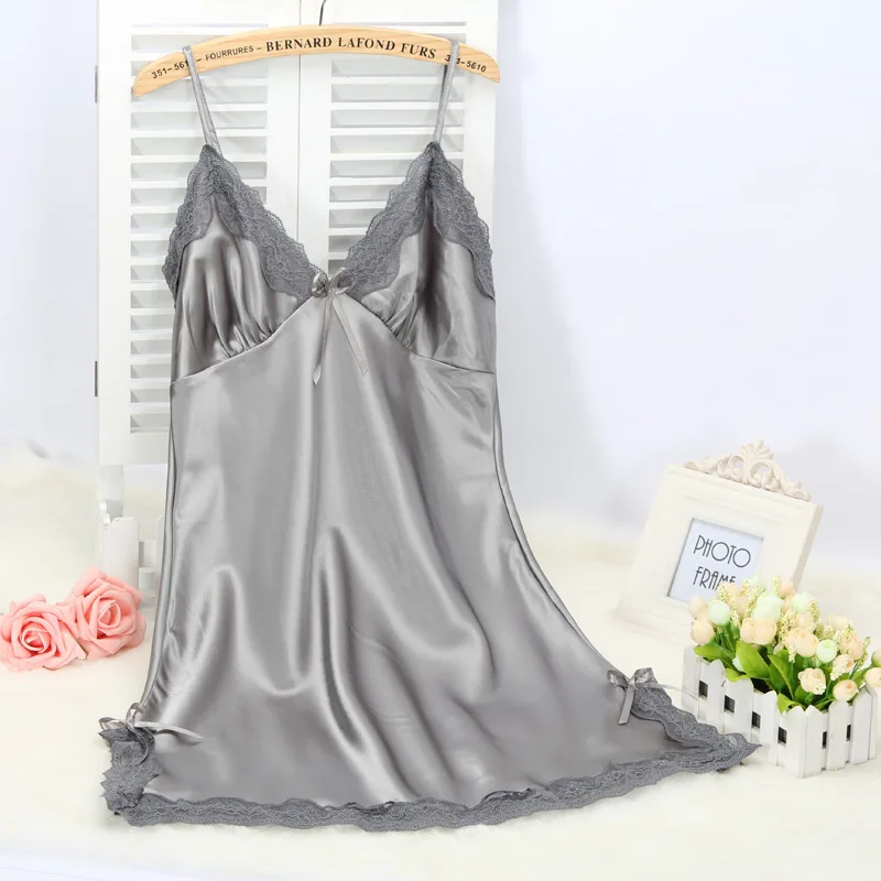 Elegant Sexy women's Spaghetti Strap Solid Sleeveless Silk Nightgowns With Lace Free Shipping 2022 Summer Style Mini Nighties
Elegant Sexy women's Spaghetti Strap Solid Sleeveless Silk Nightgowns With Lace Free Shipping 2022 Summer Style Mini Nighties