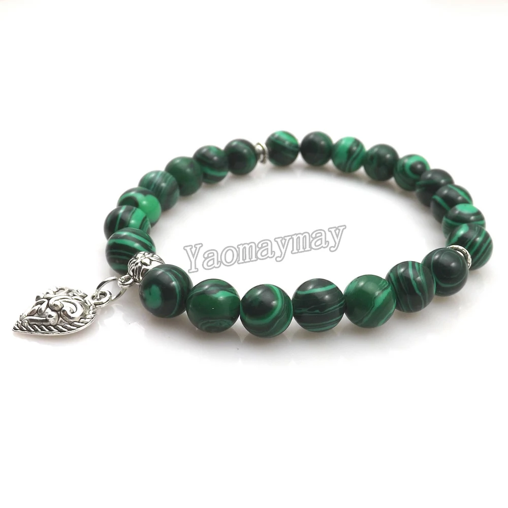 Antique Silver Color Heart Pendant 8mm Malachite Beaded Bracelets For Promotion 12pcs/Lot
Antique Silver Color Heart Pendant 8mm Malachite Beaded Bracelets For Promotion 12pcs/Lot