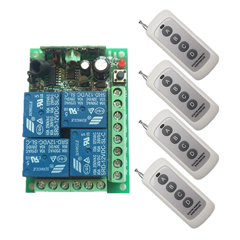 1000m Long Range DC 12V 24V 4CH RF Wireless Remote Control Switch System Transmitter +Receiver 315 / 433 MHz
1000m Long Range DC 12V 24V 4CH RF Wireless Remote Control Switch System Transmitter +Receiver 315 / 433 MHz