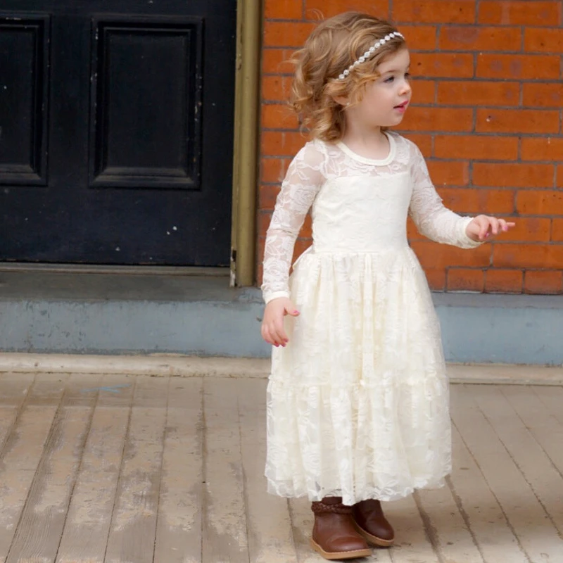 2021 New Flower Girl Dresses A-Line Long Sleeves O-neck Formal Lace White/Ivory Custom Made First Communion Gowns Vestidos Longo
2021 New Flower Girl Dresses A-Line Long Sleeves O-neck Formal Lace White/Ivory Custom Made First Communion Gowns Vestidos Longo