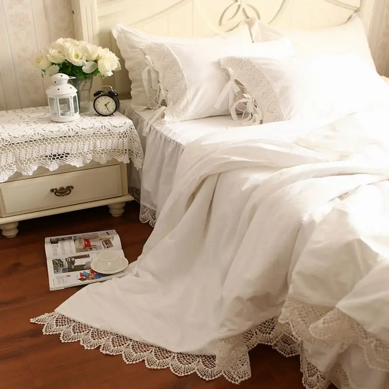 White Egyptian Cotton Bedding Sets Luxury Hollow Out Lace Princess Duvet Cover Bed Skirt Pillowcase Solid Color Home Textile
White Egyptian Cotton Bedding Sets Luxury Hollow Out Lace Princess Duvet Cover Bed Skirt Pillowcase Solid Color Home Textile
