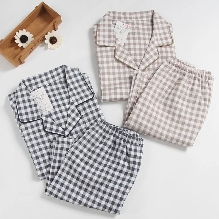 Men's Short-sleeved Summer Cotton Yarn Nightwear Plaid Turn-down Collar Men Pajama Sets Plus Size Pijama Pajamas Sleeping Suits
Men's Short-sleeved Summer Cotton Yarn Nightwear Plaid Turn-down Collar Men Pajama Sets Plus Size Pijama Pajamas Sleeping Suits