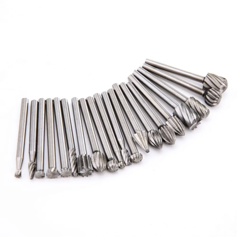 20pcs/Set 3mm Shank HSS Dremel Routing Wood Rotary Milling Rotary File Cutter Woodworking Carving Carved Knife Cutter Tool
20pcs/Set 3mm Shank HSS Dremel Routing Wood Rotary Milling Rotary File Cutter Woodworking Carving Carved Knife Cutter Tool