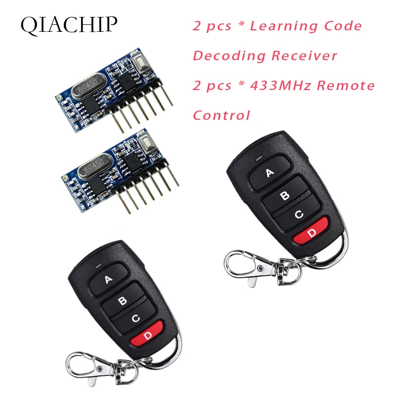 RF Remote Control Transmitter 433Mhz Wireless Receiver Learning Code 1527 Decoding Module 4 CH Output Learning 4 Button switch
RF Remote Control Transmitter 433Mhz Wireless Receiver Learning Code 1527 Decoding Module 4 CH Output Learning 4 Button switch