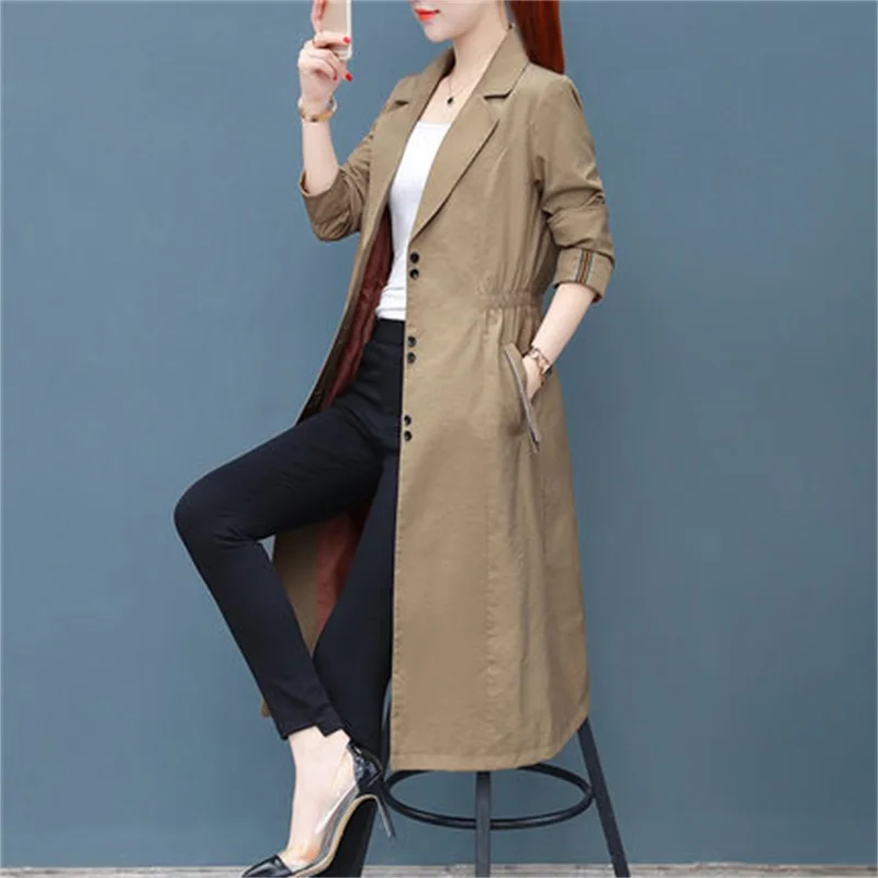 Women's autumn new spring and autumn Korean version of the temperament khaki thin section in the long section of the windbreaker
Women's autumn new spring and autumn Korean version of the temperament khaki thin section in the long section of the windbreaker